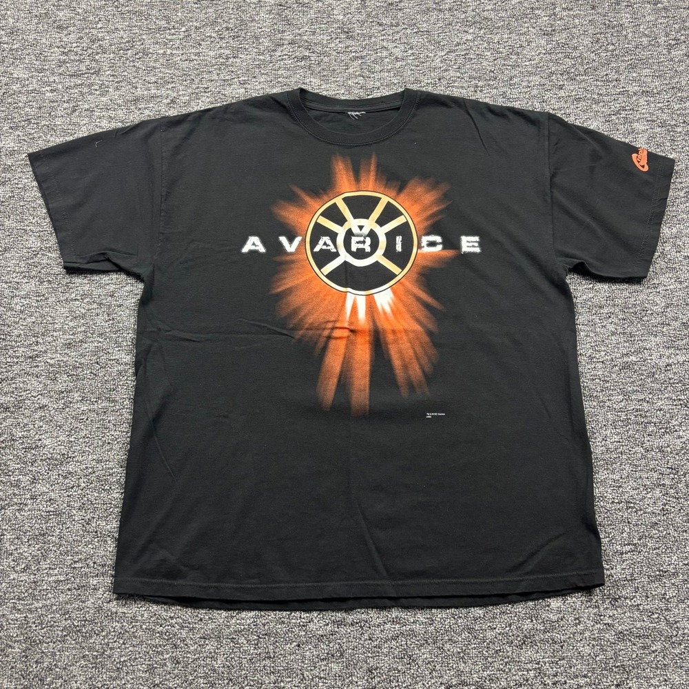 Y2K 2000s DC Comics Orange Lantern Graphitti Graphic Black T-Shirt Size XL